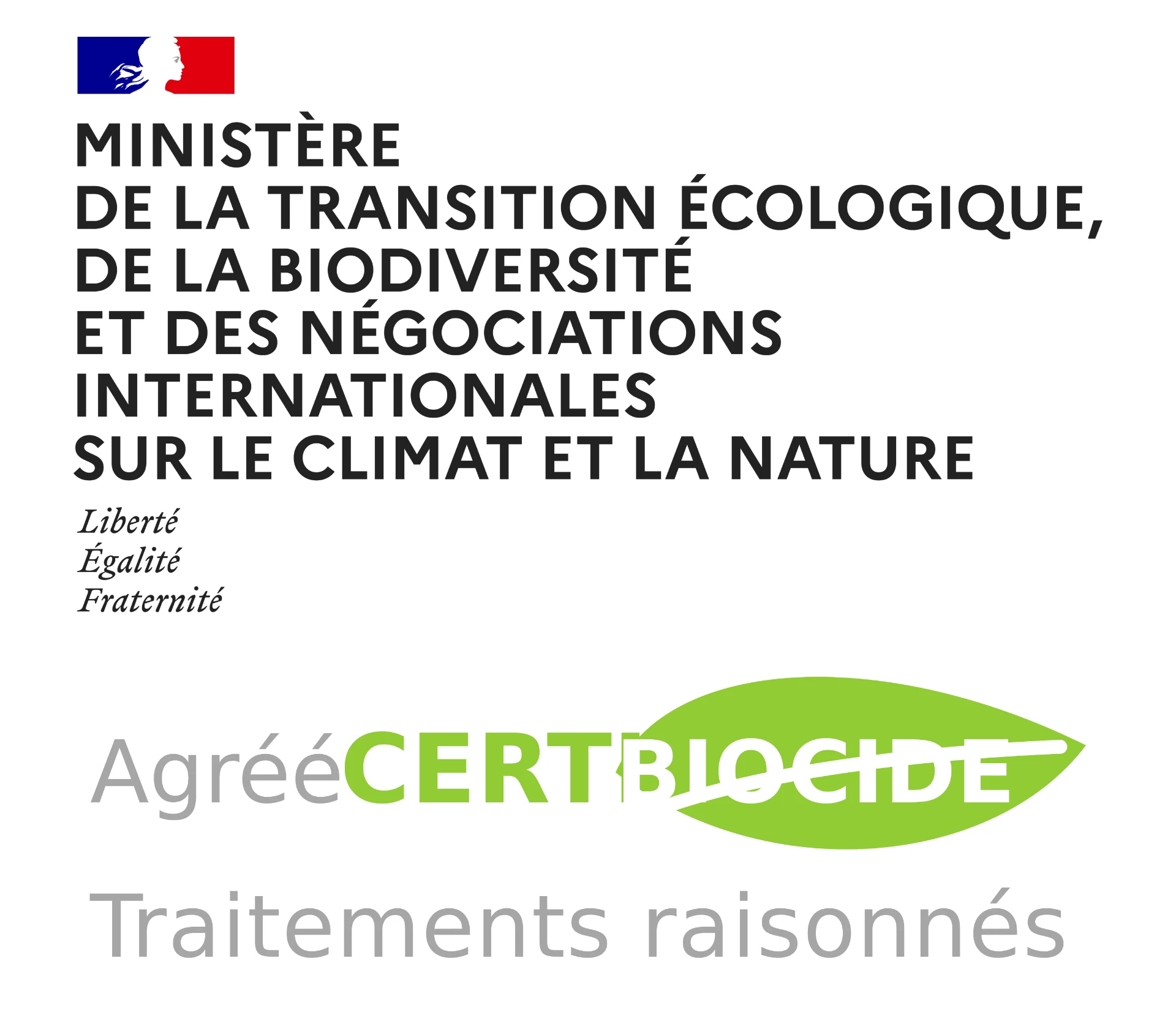 Ministère de la Transition écologique — Agréé Certibiocide, traitements raisonnés